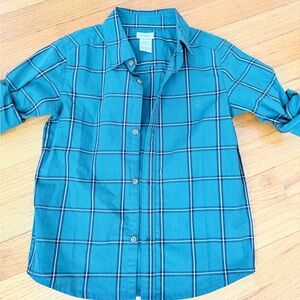 Carter's Teal Plaid Button Down Shirt boys 5